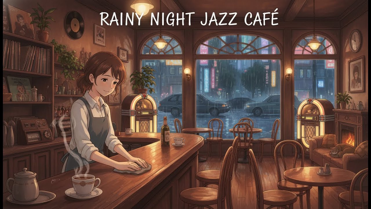 [PLAYLIST] 비 오는 밤, 감성 재즈 힙합 카페 ☕️ 공부와 수면을 위한 칠한 로파이 (Lofi Jazz Cafe)