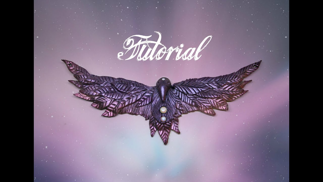 Fantasy Raven Polymer Clay Tutorial | Purple & Pink Mica Powder DIY Necklace | Velvetorium