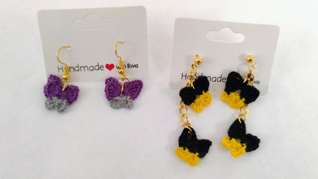 How to Make Micro Crochet Butterfly Earrings 🧶🦋 | Tiny Handmade Jewelry Tutorial #crochet #butterfly