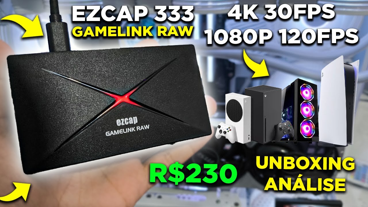 EZCAP 333 GAMELINK placa de CAPTURA BARATA DO ALIEXPRESS! 4K 30FPS, 1080P 120FPS - Unboxing + Review