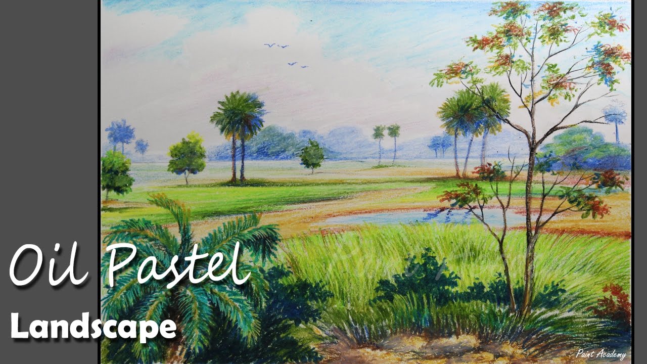 How to Paint A Village Scene with Oil Pastel | step by step