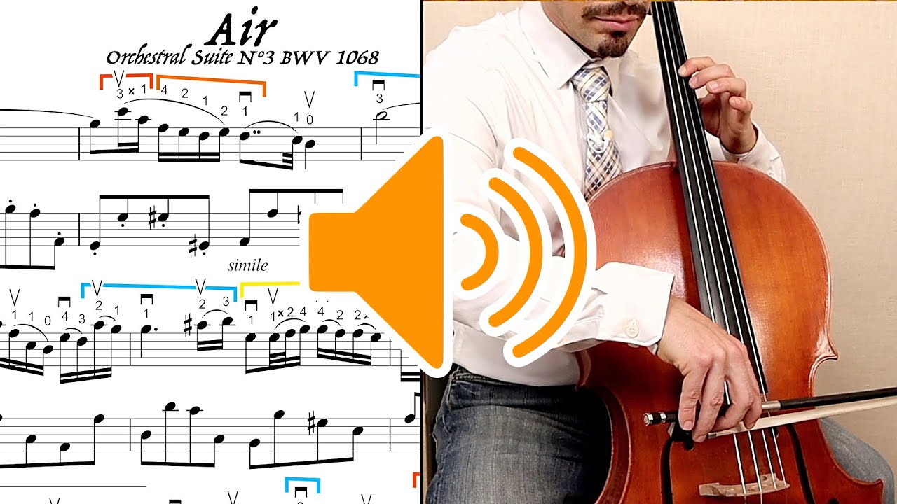 Bach AIR in D Major ORIGINAL KEY Cello Duet BACK TRACK
