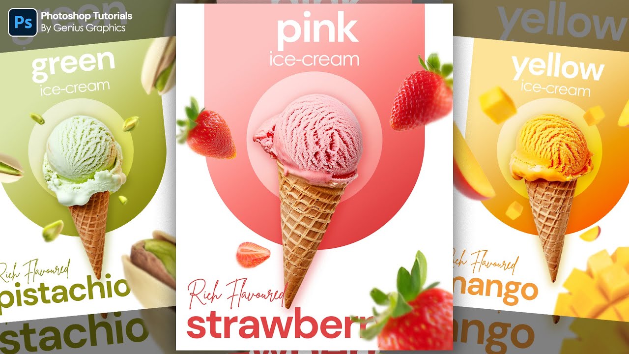Creative Ice-cream poster design in Photoshop
