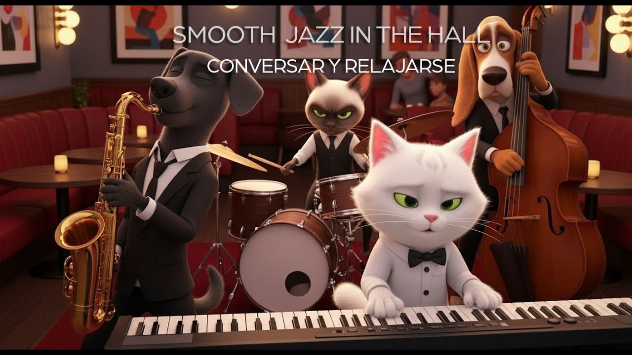 Smooth Jazz in the hall ☕🎷 | Cuarteto de Perros & Gatos | Música Elegante para una tarde agradable