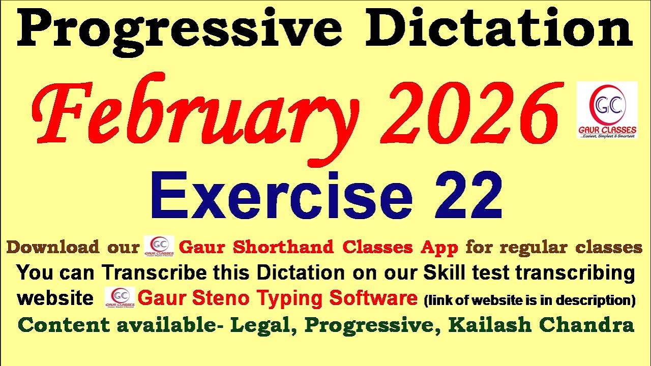 Progressive February 2026 Dictation 80 WPM 100 WPM || Gaur Shorthand Classes | SSC English Shorthand