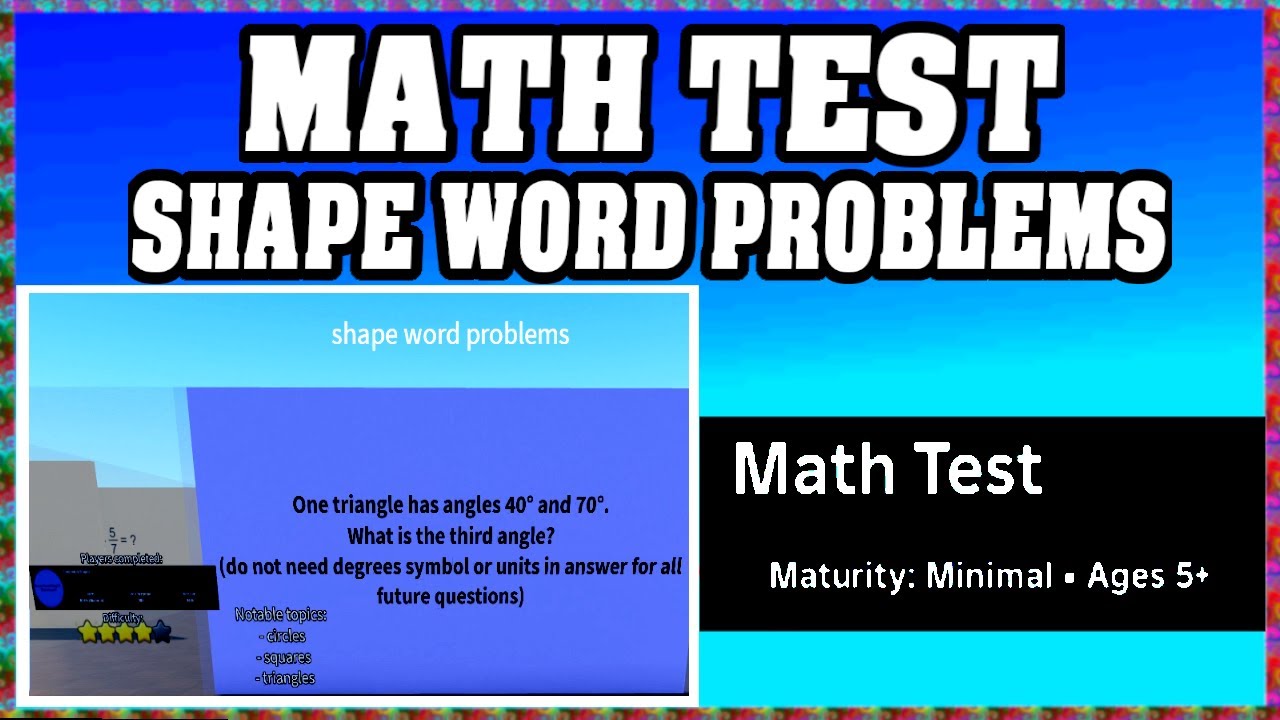 SHAPE WORD PROBLEMS - MATH TEST ROBLOX [Walkthrough] [English] [Full Guide] [All Answers]