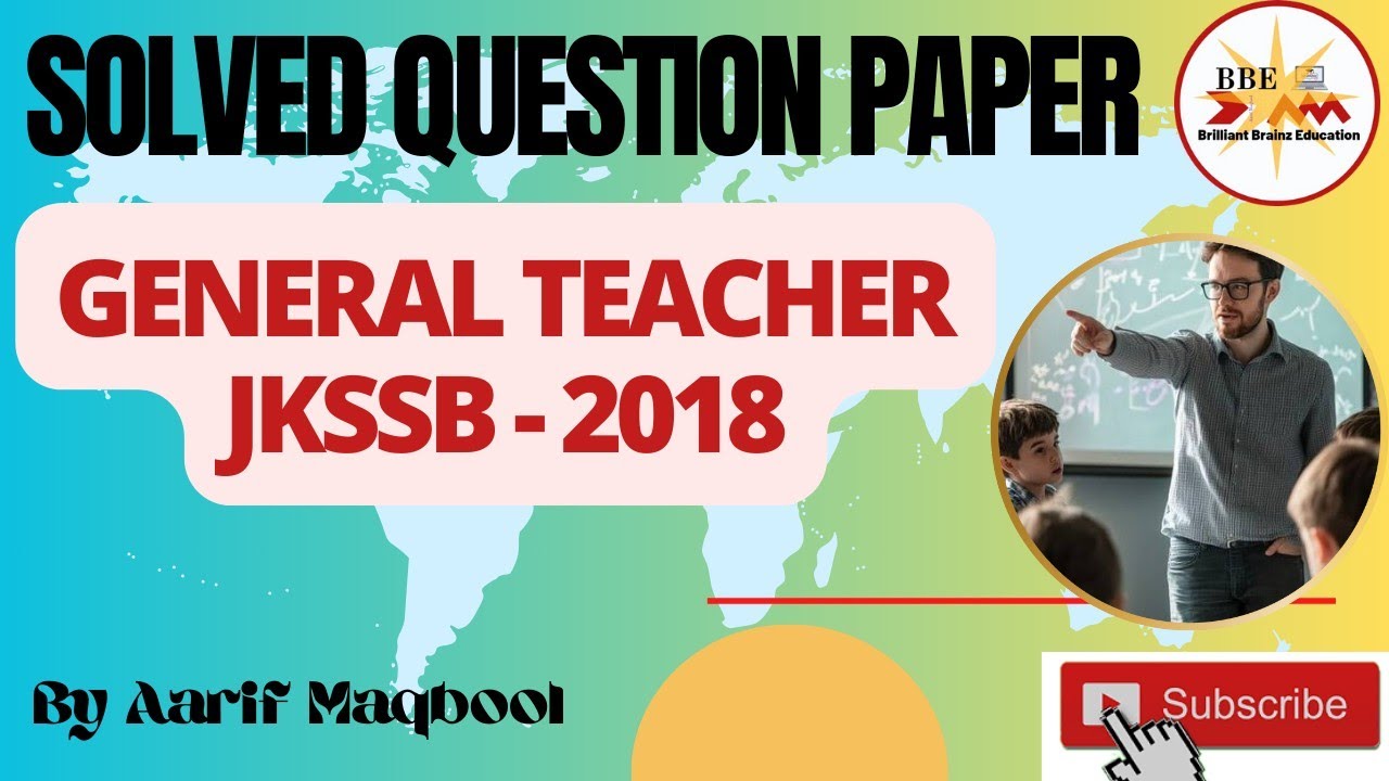 Solved Question Paper of General Teacher- JKSSB | 2018 | DSEK #Teacherjobs #pyq #pyqs 