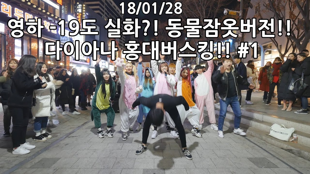 18/01/28 영하 -19도 실화?! 동물잠옷버전!! 다이아나 홍대버스킹 Full #1