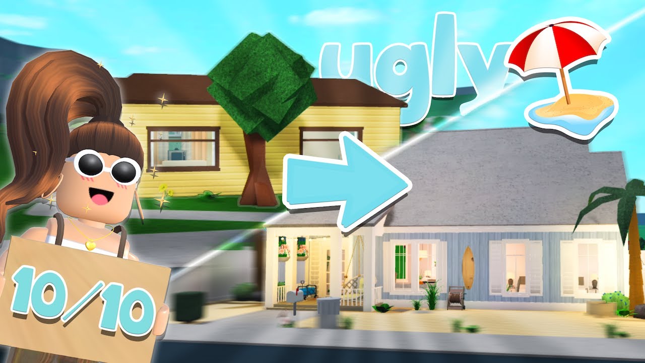Turning the BLOXBURG STARTER HOUSE into a BEACH HOUSE!!
