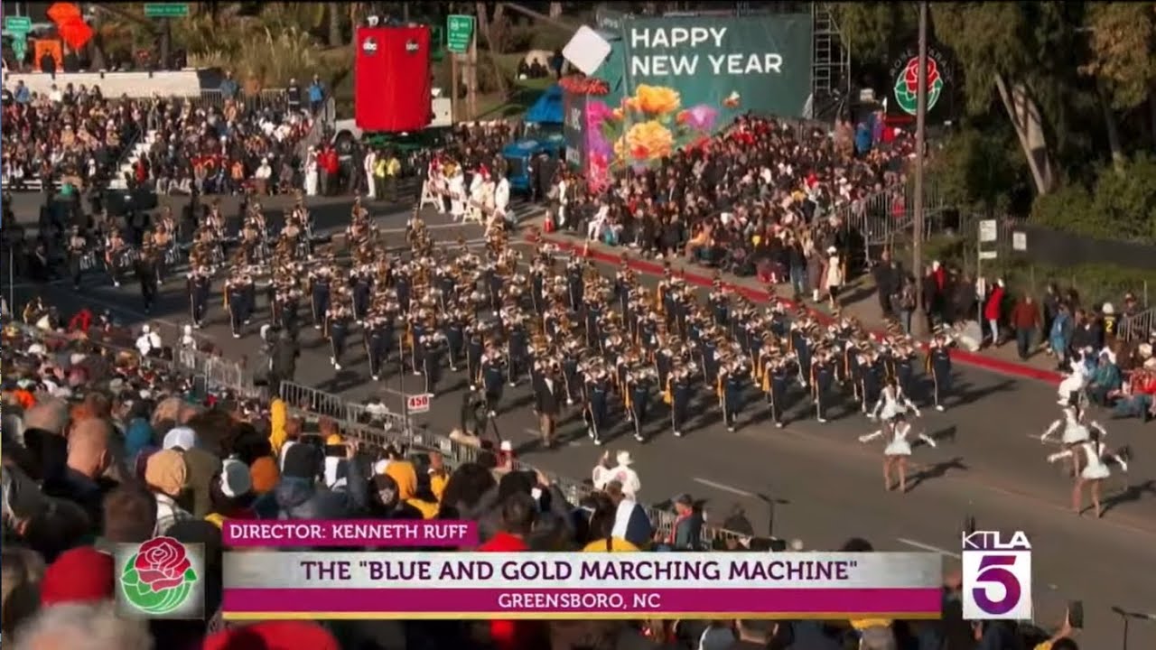 North Carolina A&T State University Blue and Gold Marching Machine Rose Parade 2024