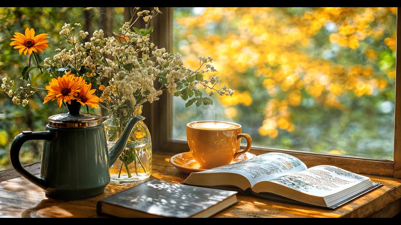 Serenity with Books & Coffee 📖 Gentle Piano Music for Relaxation, Focus and Calm Moments 4K