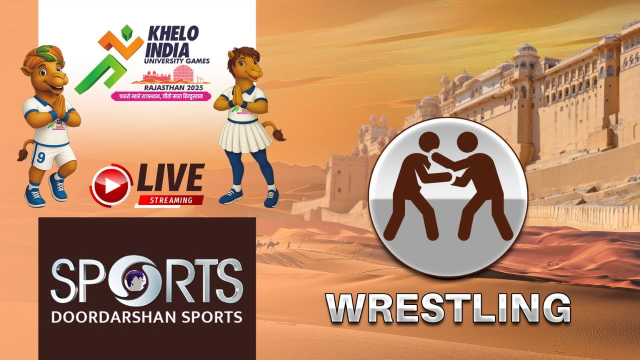LIVE - Wrestling - Khelo India University Games 2025, Rajasthan | Doordarshan Sports