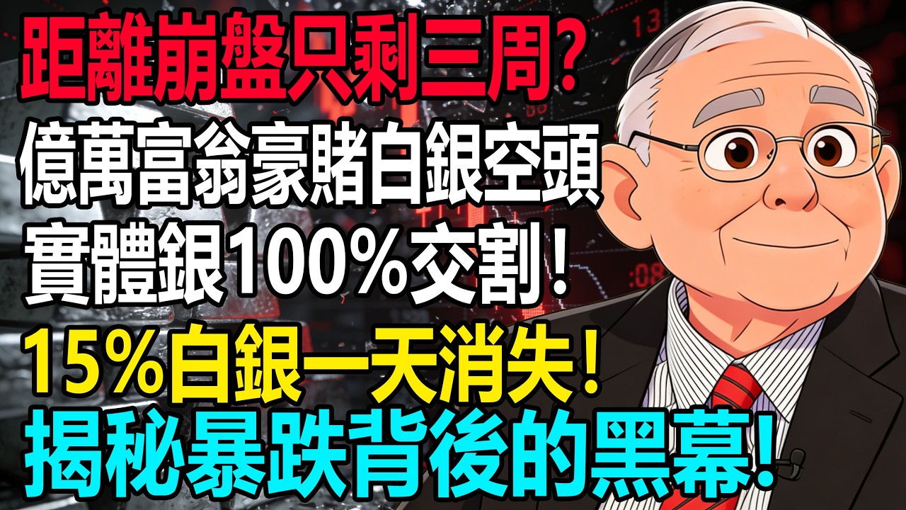 距離崩盤剩3周？億萬富翁豪賭白銀空頭，實體銀100%交割！15%白銀一天消失！揭祕暴跌背後的黑幕！#白銀#黃金#貴金屬#美元#現貨價格#投資#理財#黃金#銀行#經濟學#金融#理財#比特幣