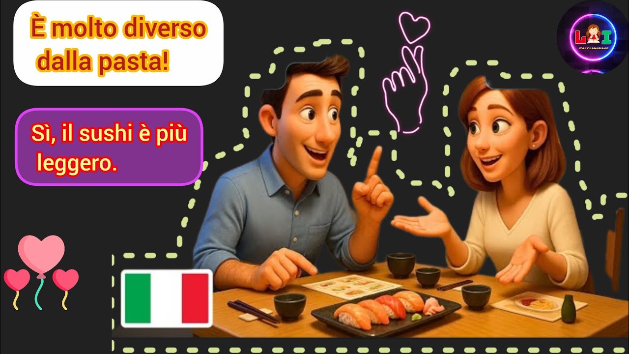 Итальянские суши 🇮🇹 Диалоги в ресторане A1-A2 | Изучение итальянского языка для начинающих |