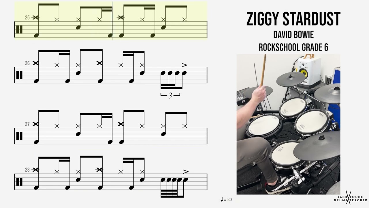 How to Play 🥁 - Ziggy Stardust - David Bowie - Rockschool Grade 6