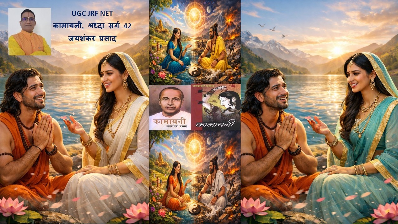 कामायनी, श्रद्धा सर्ग 42, लगे कहने मनु सहित विषाद “मधुर मारुत-से, UGC NET Hindi, Jayashankar Prasad.