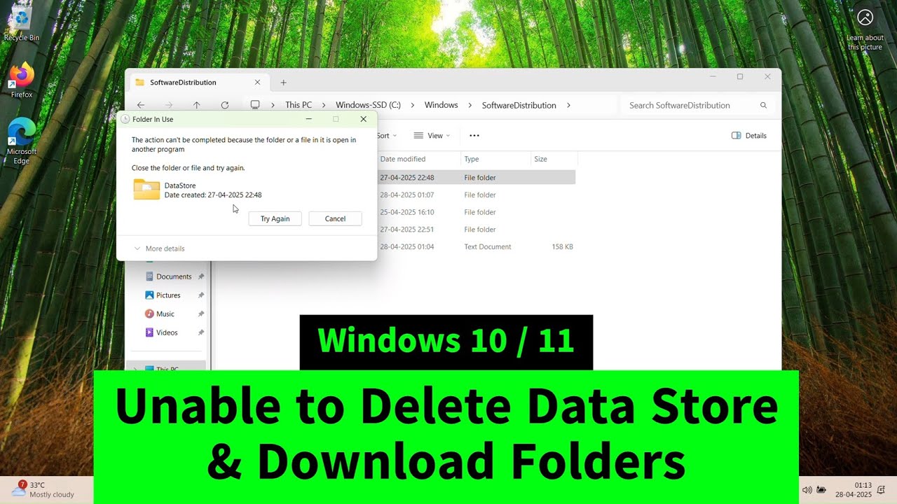 Can't Delete DataStore and Download Folders in SoftwareDistribution Folder on Windows 10/11