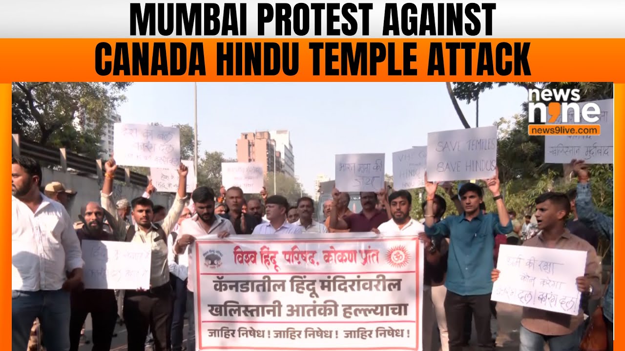 Mumbai Protest | Bajrang Dal & VHP Protest Canadian Temple Attack | Anger Erupts in Mumbai | News9