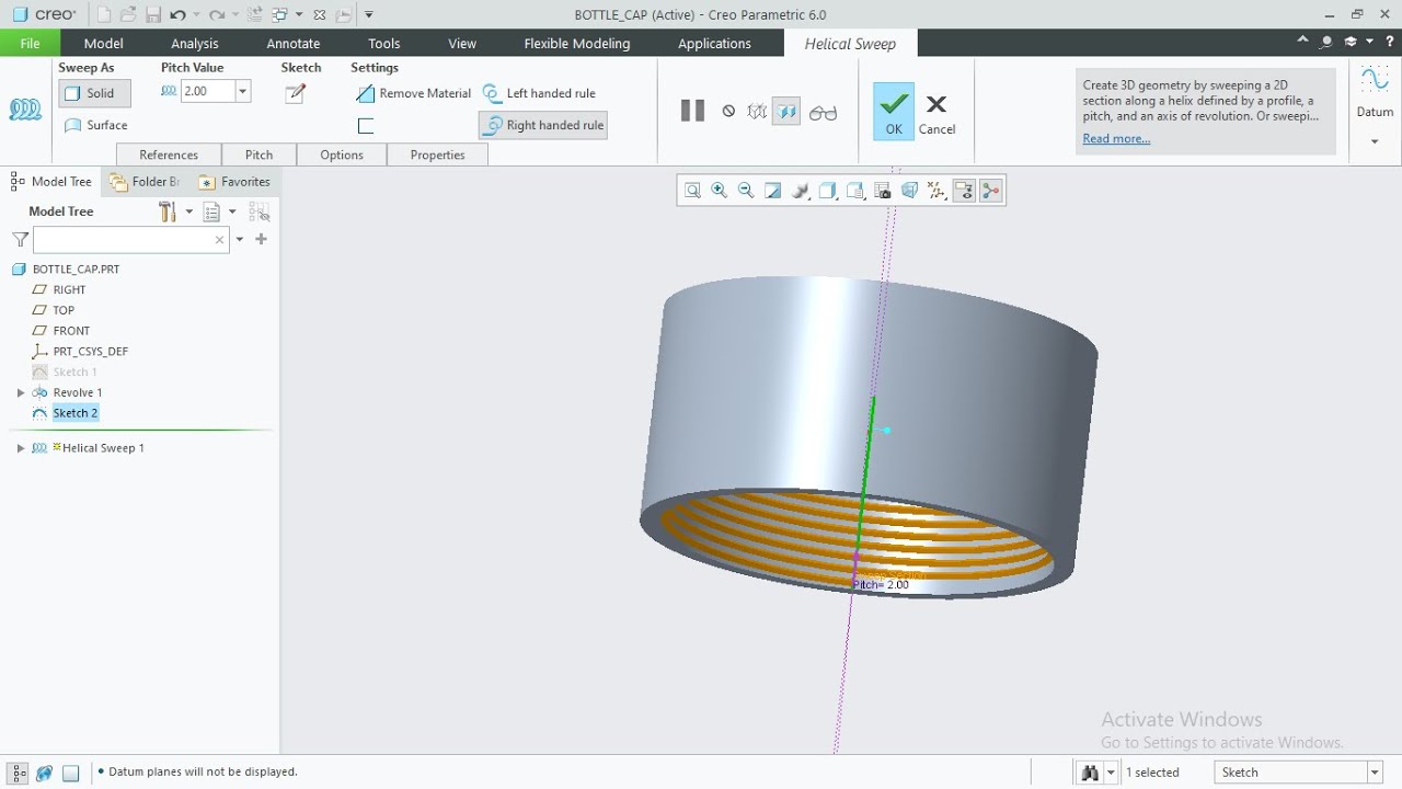 CREO TUTORIAL - HOW TO MAKE OR DESIGN A WATER BOTTLE CAP