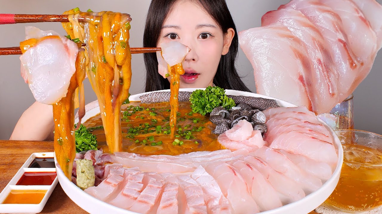 이 조합 조하..🧡 식감 좋은 능성어회, 해삼내장 위스키 한잔 먹방 Raw Grouper & Sea Cucumber Intestine mukbang korean food