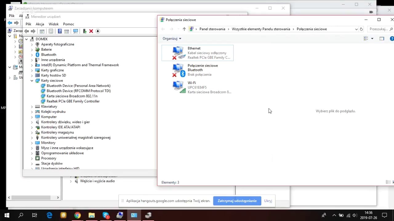 karta sieciowa problem z internetem