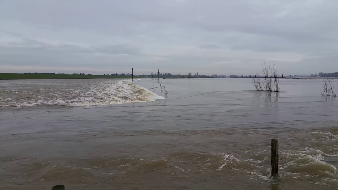 Hoogwater Nijmegen / Lent 2018 Nevengeul, Waal.