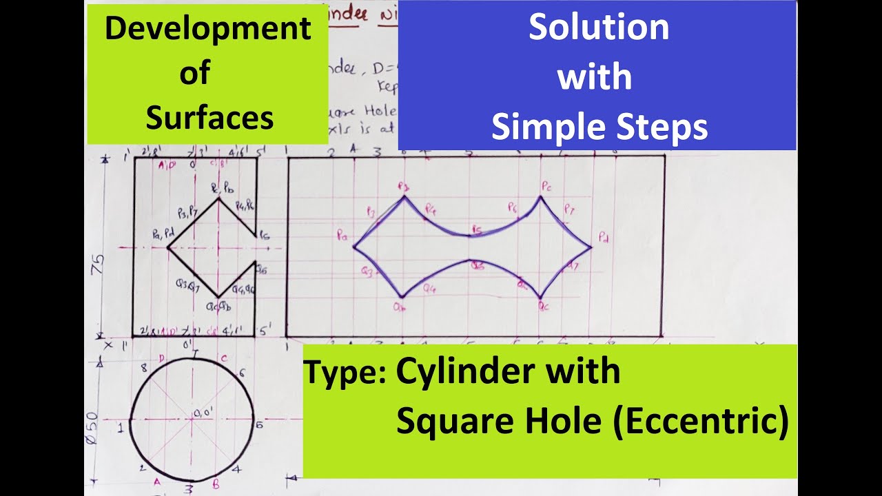 Development of Surfaces lect 05 Problem on Cylinder with Eccentric Sq. Hole