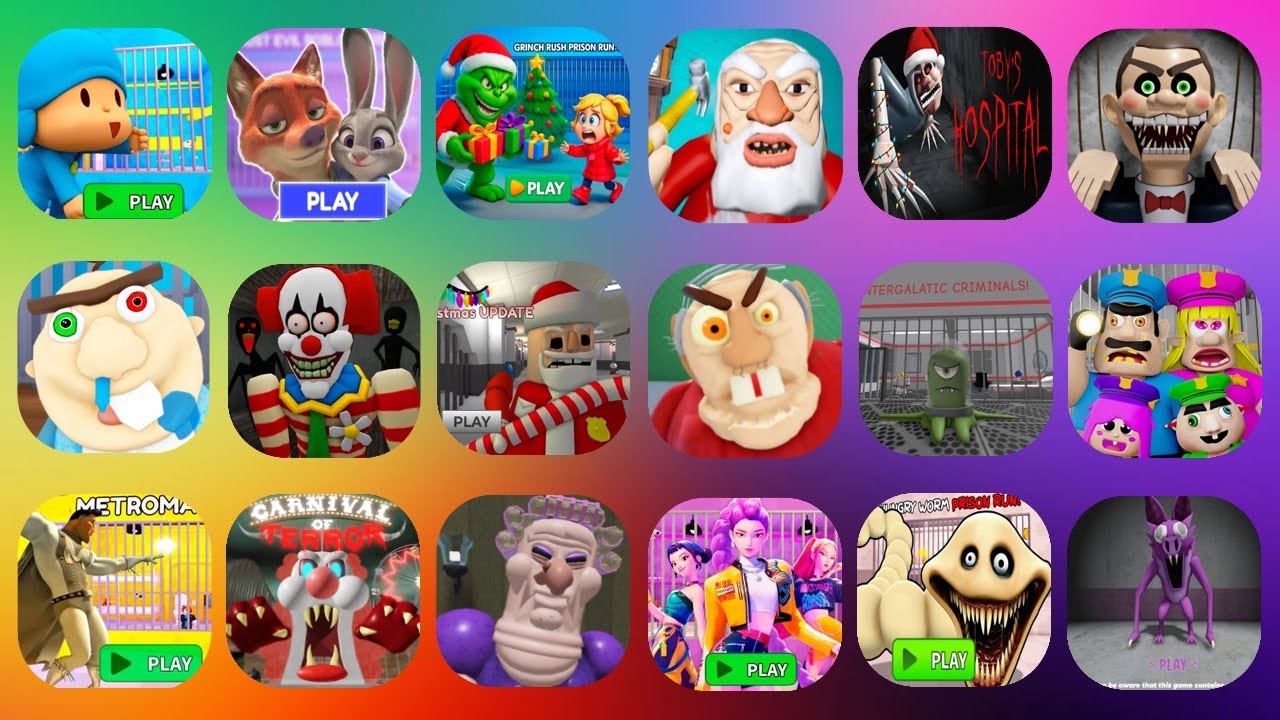 ROBLOX,ZOOTOPIA POLICE FAMILY,Mr Funny's ToyShop,EVIL GRANDMA,TRASH MONSTER,MR. NIGHTMARE...