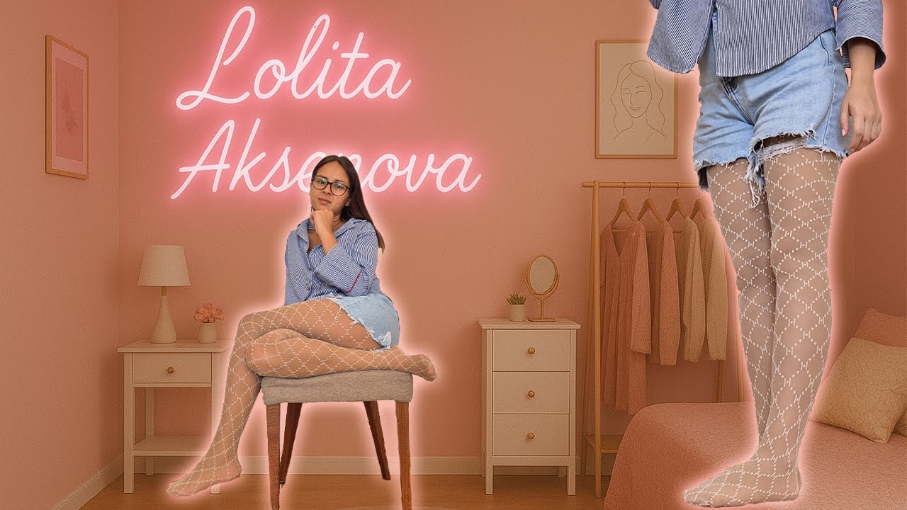 Denim Shorts & Black Tights | Trying White Patterned Pantyhose with Heels