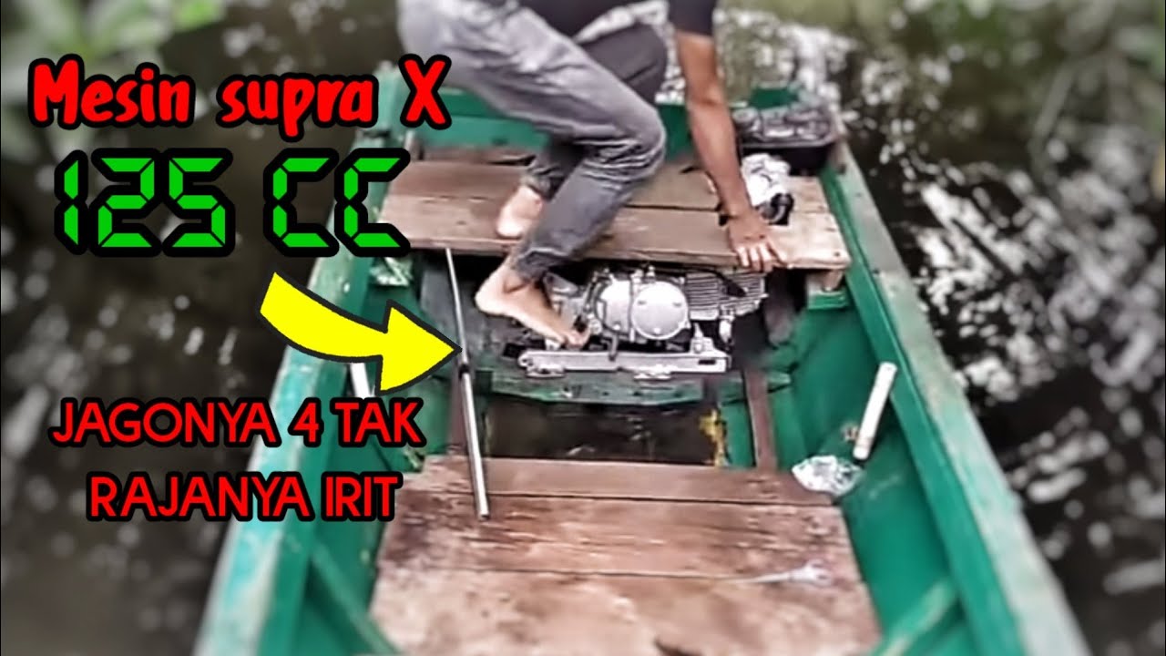 Ide Gila kreatif... Mesin Honda supra di pasang di perahu buat mancing