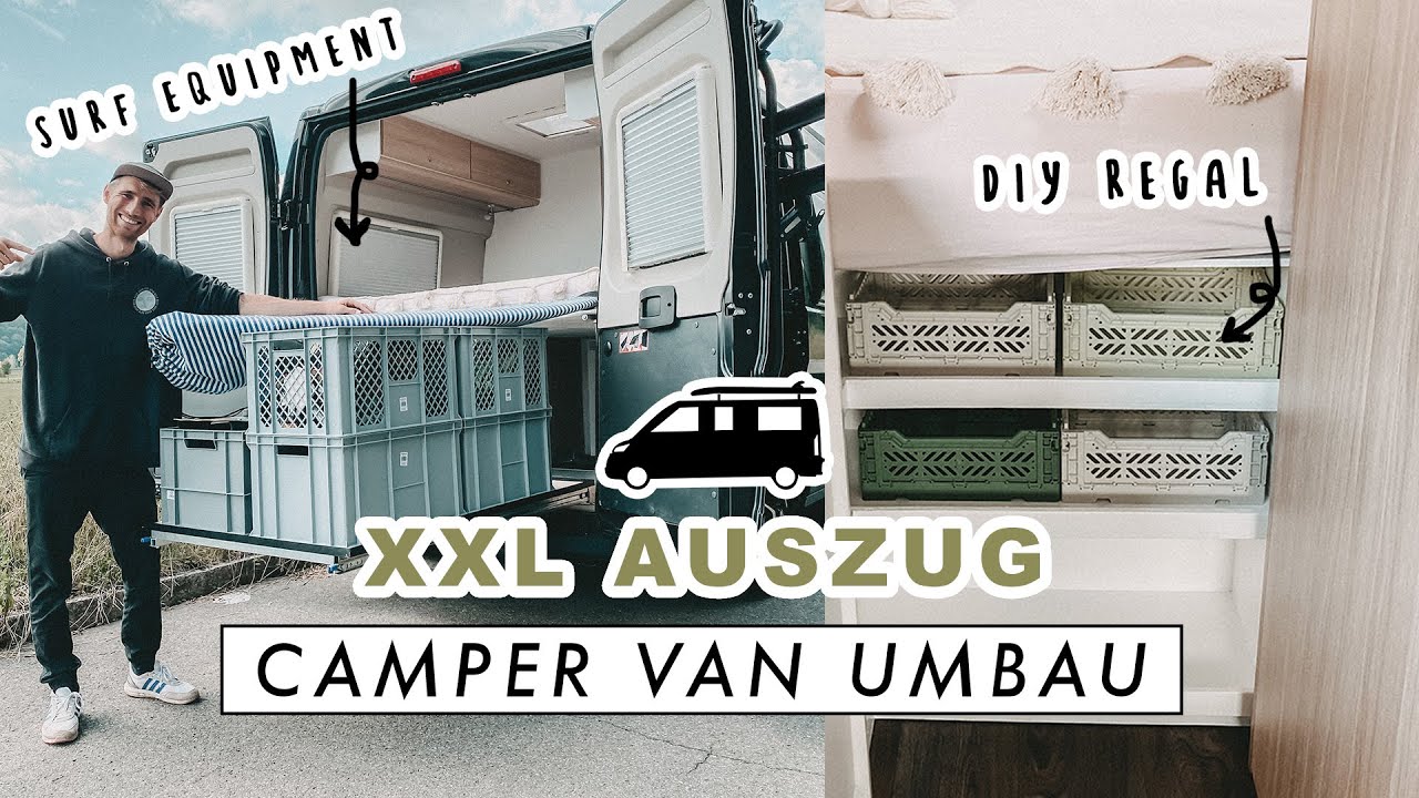 CAMPER VAN AUSBAU - XXL Heckauszug im Kastenwagen + DIY Regal für mehr Stauraum | EASY ALEX