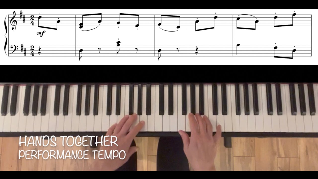 Franz Joseph Haydn, Vivace in D Major. Piano tutorial and practice aid with full score.