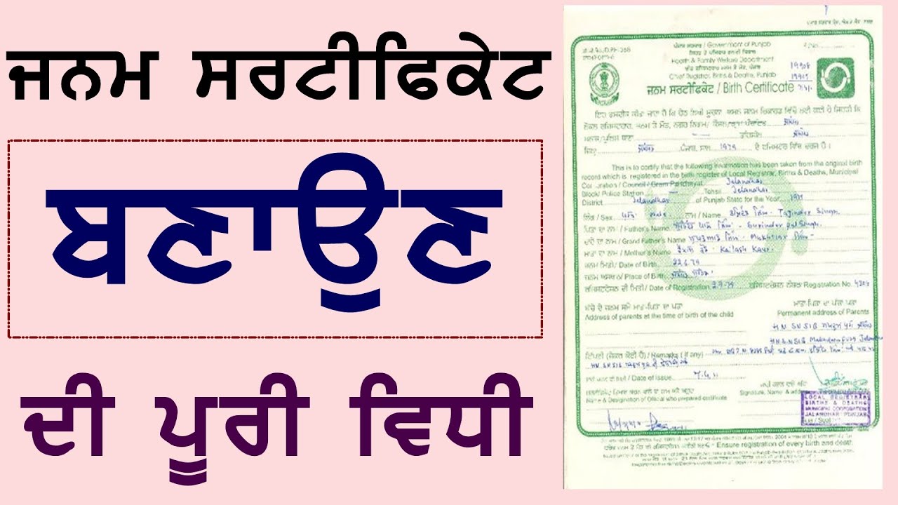 ਜਨਮ ਸਰਟੀਫਿਕੇਟ ਪੰਜਾਬ | How to fill birth certificate form in punjab
