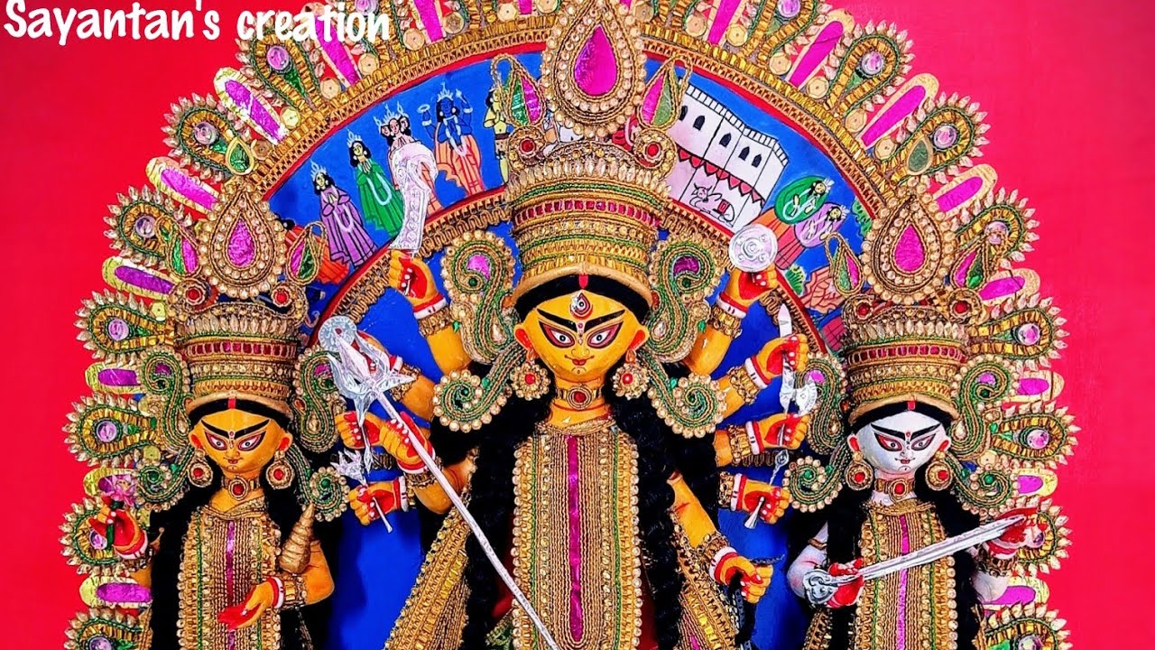 Miniature Durga idol making /Traditional Durga idol/Small Durga