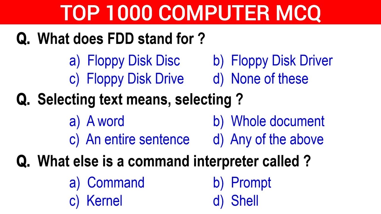 Part -8 | Top 1000 Computer Fundamental MCQ | computer fundamental mcq questions with answers