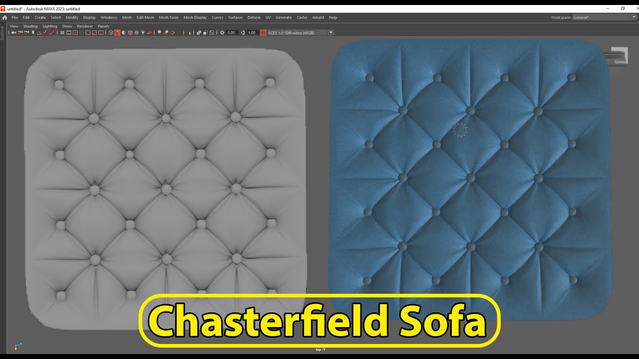 Chesterfield Sofa | Furniture modeling Maya | Hindi tutorial Maya