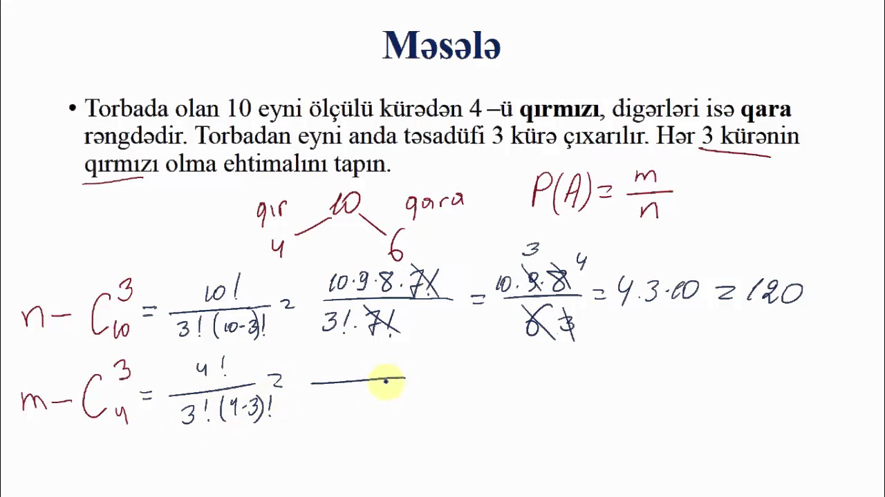 Ehtimal nəzəriyyəsi (I hissə) mövzu izahı