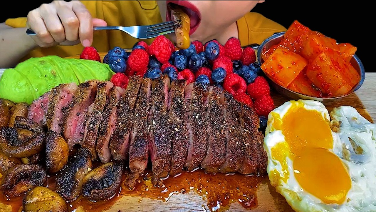 Yummy Wagyu Steak🥩  [ FRIED CHICKEN EGG, FRESH FRUITS ]