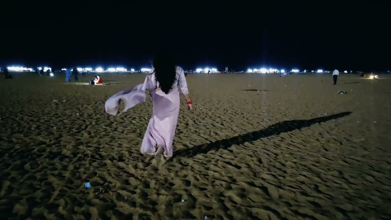 Night Walk at Marina Beach: Moonlit Nights ||  Marina Beach || Chennai || 4k Video