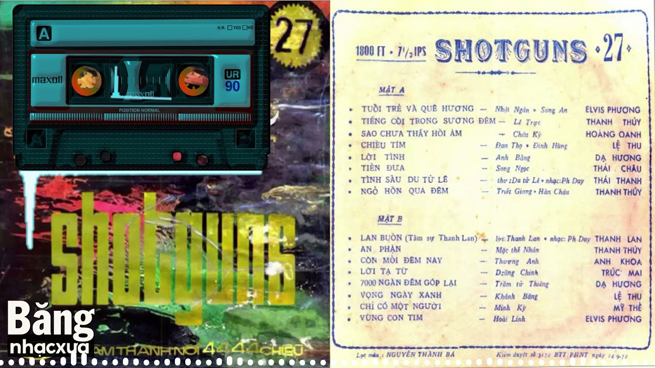 Băng Nhạc Shotguns 27  - Tuổi Trẻ và Quê Hương - Shotguns CD Thu Âm Trước 1975 [ Audio CD]