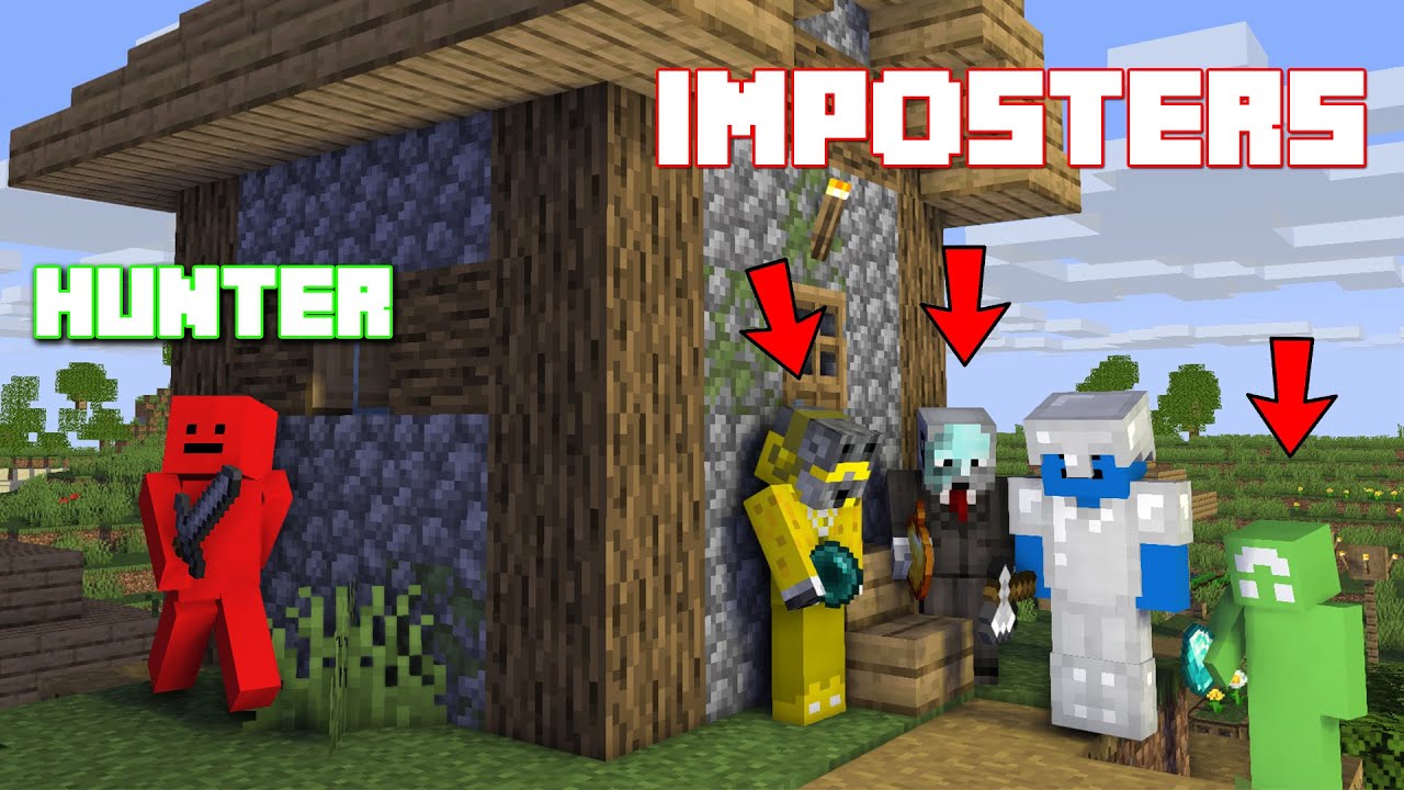Спидраннер Minecraft против 4 охотников, но 3 из них — самозванцы (ТРОЛЛЬ)