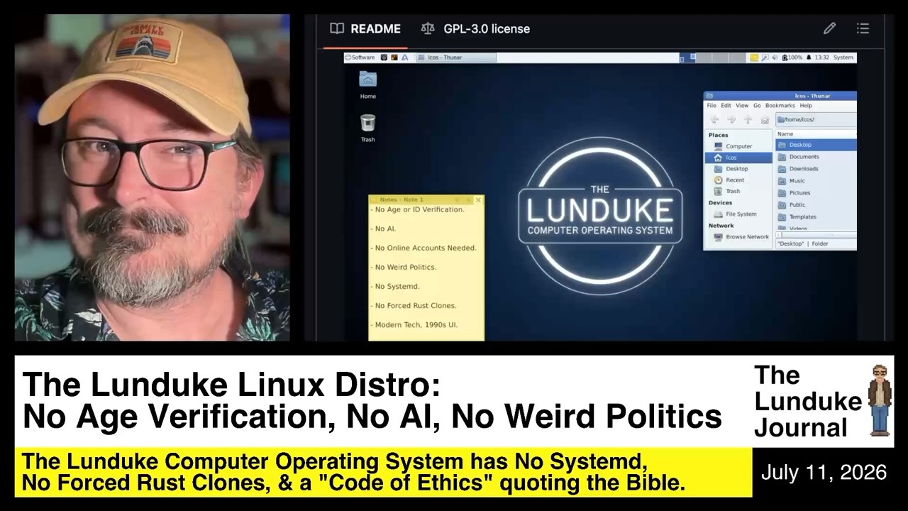 Дистрибутив Lunduke Linux &mdash; никакой проверки возраста, никакого ИИ, никакой странной политики