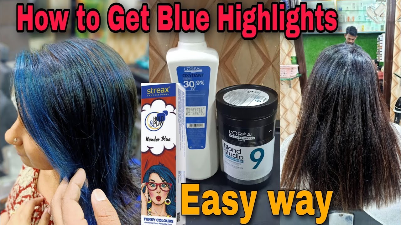 How to get Blue Highlights/Funky Colour/Dark hair/Wonder Blue/Easy way @bikashhairstyles1130