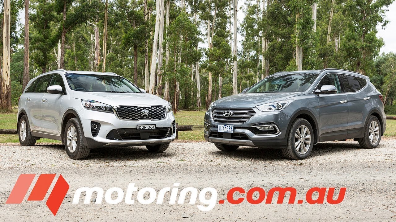 Сравнение Hyundai Santa Fe и Kia Sorento 2018 года | Motoring.com.au