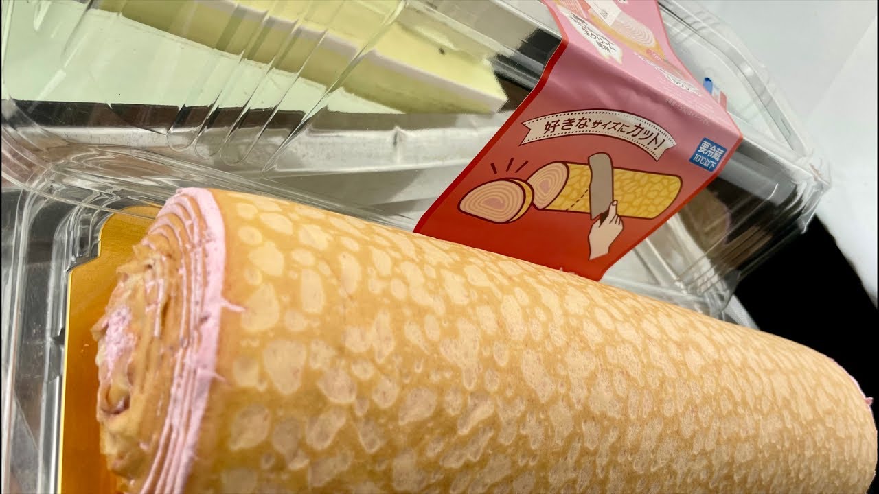 【大食い】クレープバウムいちご味！１本喰い！