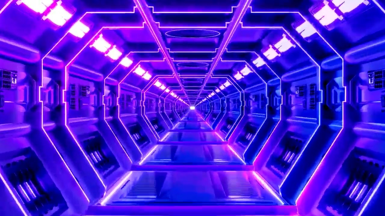 Abstract Background Video 4K Sci-Fi VJ Loop Neon Glowing Light Tunnel Visual ASMR Graphics Animation