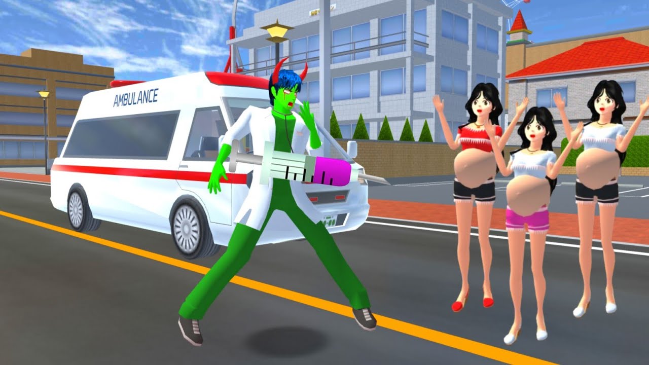 Rina pregnant with Triplets, Infected by the Scary Zombie Doctor Virus 😱 #sakuraschoolsimulator 