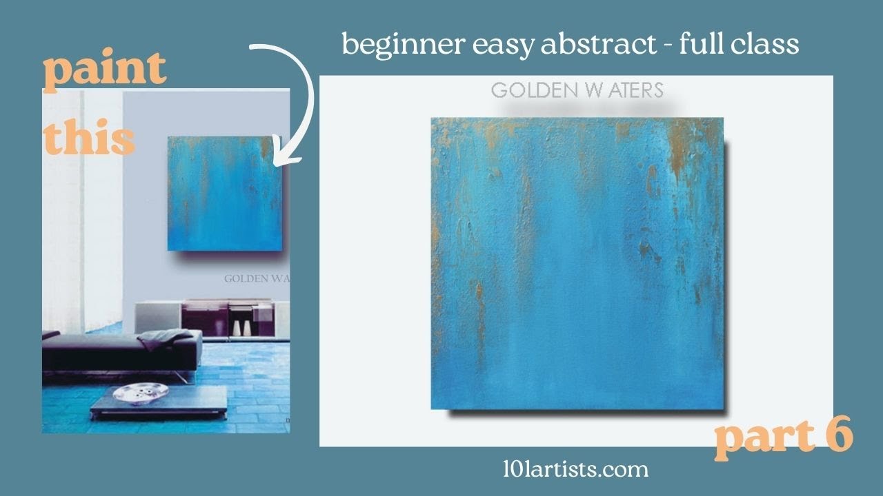 ART TUTORIAL - GOLDEN WATERS - PART SIX – ACRYLIC ART PAINTING CLASS FOR BEGINNERS #diycanvasart
