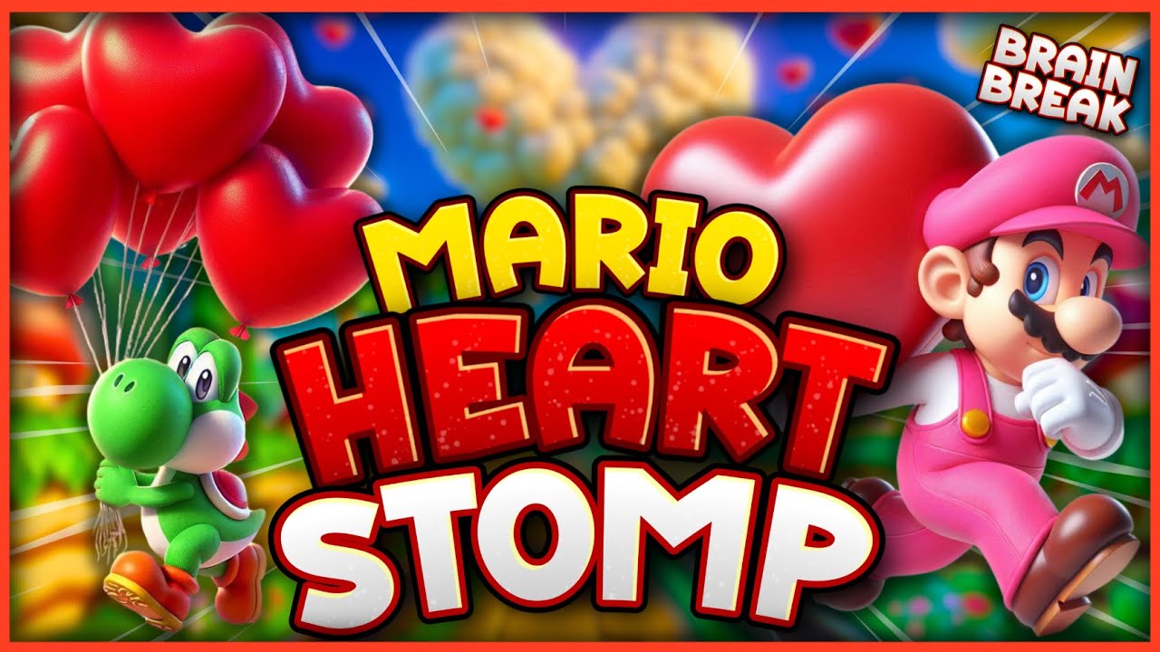 Mario Heart Stomp! ❤️ Valentines Day Brain Break ❤️ Just Dance ❤️ Danny Go Noodle ❤️ Mario Run