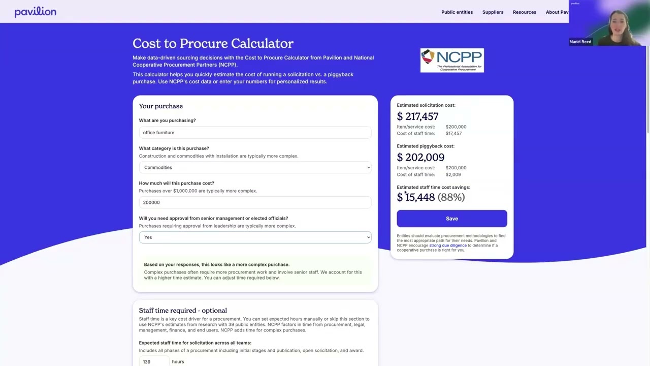 Cost to Procure Calculator Demo
